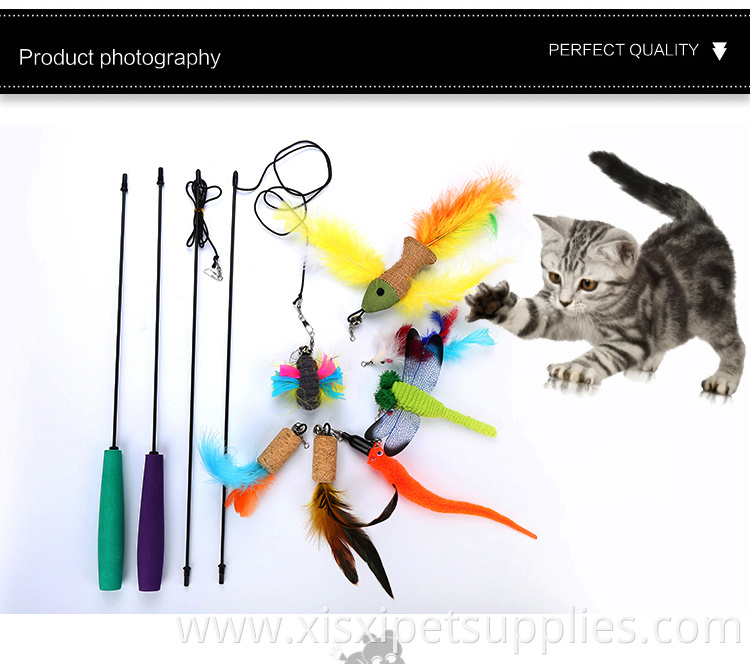 seven different replace fills assemble cat teaser set feather and bell